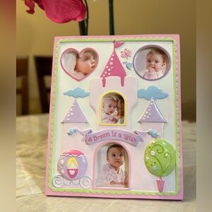 Disney picture frame with castle pink design. Beautiful for girls bedroom.